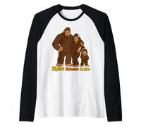 Bigfoot Mediumfoot Smallfood Funny Sasquatch Family Manche Raglan