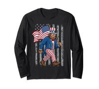 Bigfoot Merica Costume agitant Le Drapeau américain 250 Ans 4 Juillet Manche Longue