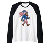 Bigfoot Merica Costume agitant Le Drapeau américain 250 Ans 4 Juillet Manche Raglan