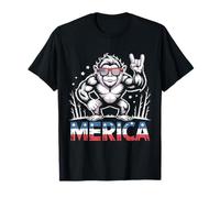 Bigfoot Merica Rock American Flag Patriotic 4 juillet T-Shirt