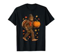 Bigfoot Pilgrim Turkey Pumpkin Thanksgiving Day for Boy Men T-Shirt