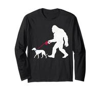 Bigfoot rétro Chien promeneur lévrier drôle Sasquatch Manche Longue