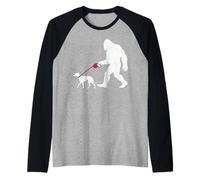 Bigfoot rétro Chien promeneur lévrier drôle Sasquatch Manche Raglan