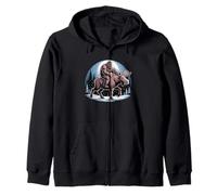 Bigfoot Riding a Moose Drôle Sasquatch Cryptozoology Sweat à Capuche