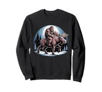 Bigfoot Riding a Moose Drôle Sasquatch Cryptozoology Sweatshirt