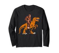 Bigfoot Riding Dinosaure Kids Sasquatch Riding T Rex Boys Manche Longue