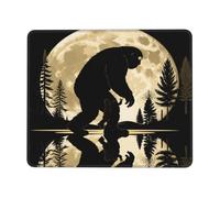 Bigfoot Sasquatch Monstre Pleine Lune Mousepad Bords Cousus Tapis De Souris Antidérapant Tapis De Souris Gaming pour Voyage Maison Jeu 25X30Cm