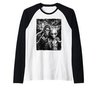 Bigfoot Sasquatch Selfie Rock sur UFO Funny Manche Raglan