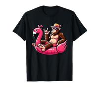 Bigfoot Sasquatch sur la piscine flamant rose plage hawaïenne T-Shirt