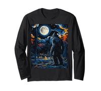 Bigfoot Starry Night - Van Gogh Inspired Sasquatch Art Tee Manche Longue