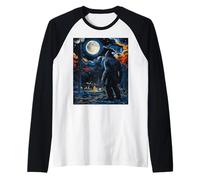 Bigfoot Starry Night - Van Gogh Inspired Sasquatch Art Tee Manche Raglan