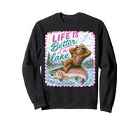 Bigfoot Summer Lake, Camping, pêche à la Truite, Poisson, Sasquatch Sweatshirt