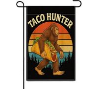 Bigfoot Taco Hunter Funny Cinco de Mayo Garçons Hommes Sasquatch Drapeaux de jardin, en tapisserie double face Drapeau de cour Vacances