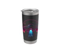 Bigfoot UFO Abduction Rétro Synthwave Sasquatch Alien Gobelet isotherme en acier inoxydable double paroi
