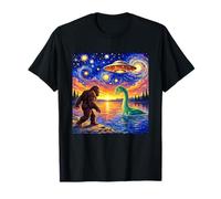 Bigfoot UFO Plésiosaure Vibrant Nuit étoilée Rencontre drôle T-Shirt