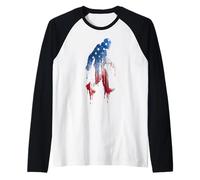 Bigfoot Yeti Drapeau américain USA Drip Graffiti Patriotisme Manche Raglan