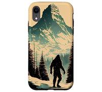 Bigfoot Yeti Sasquatch Paysage d'hiver avec montagnes Coque pour iPhone XR
