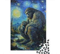 Bigfoot's Midnight Contemplation Plaque Murale en Métal Rustique 38x26cm/1000pcs pour L’Atelier, Style Rustique pour L’intérieur