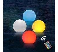 BIGFOX 4 Pcs Éclairage de Piscine Flottante - IP65 Affichage Boule Lumineuse Colorée de Lumière de LED avec Télécommande, 16 RGB Changement de Couleur Pour Piscine, Fête