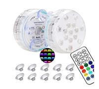 BIGFOX Lumière LED Submersible 2 Pcs,Eclairage Piscine LED Sous l'eau IP68 Étanche 16 RGB Couleurs,Lampe Piscine avec Télécommande RF et Ventouse,Lumiere Piscine pour Aquariums,Baignoire,Vase,Étangs