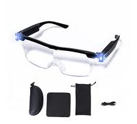 BIGFOX Lunettes de Lecture,Lunette Loupe 2 Lumières LED,Loupe de Lecture grossissement 160%,Loupe Eclairante,Tous Les Travaux de Précision,Réparations,Couture, Montres et Artisanat