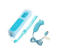 Bigfox Télécommande 2 en 1 avec Motion Plus et Nunchunk pour Nintendo Wii/Wii U (option de 6 couleurs) et étui en silicone - Rouge Nomal bleu clair