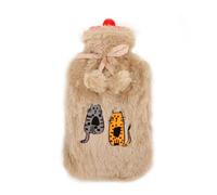 Biggdesign Bouillotte Eau Chaude en Peluche avec Housse, Sac d’Eau Chaude avec Peluche, Coussin Chauffant d’Hiver, Bouillotte Eau Chaude Lavable Pour Crampes et Pieds, 2 L (Rose Chat)
