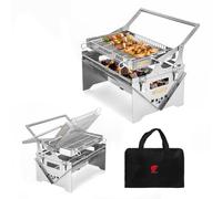 BiggerFire Barbecue à charbon portable avec gril rotatif 360°, gril à barbecue en acier inoxydable, barbecue portable pour camping et pique-nique en plein air, barbecue à charbon détachable portable