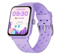 BIGGERFIVE Montre Connectée Enfant sans App, Montre Digitale Tactile Fille avec Podomètre, Fréquence du Pouls, Étanche 5 ATM, Moniteur de Sommeil, Réveil Vibrant, Jeux pour Âgés 5-14, Lilas poreux