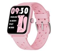 BIGGERFIVE Montre Connectée Enfant sans App, Montre Digitale Tactile Fille avec Podomètre, Fréquence du Pouls, Étanche 5 ATM, Moniteur de Sommeil, Réveil Vibrant, Jeux pour Âgés 5-14, Rose poreux