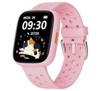 BIGGERFIVE Montre Enfant Connectée ou Non, 1,8" Smartwatch Podomètre | Cardiofrequencemètre, IP68 Étanche, Moniteur de Sommeil, Jeux de Puzzle, 100+ Cadrans pour Filles Ados 5-16, Rose