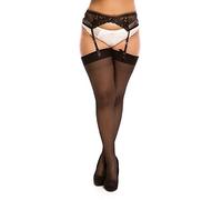 BIGGI BIG Magic 20 Denier Grande Taille Bas pour Porte-Jarretelles à 60 Plus Size Chaussettes, 20 DEN, Noir, 58-60 (6XL) Femme