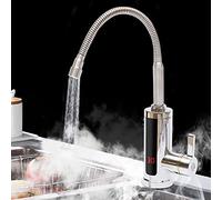 Biggittig Chauffe-eau électrique à LED 360° - Robinet avec chauffe-eau instantané - Robinet de salle de bain/cuisine - Pour salle de bain, cuisine, jardin, caravane - Classe énergétique C, CEES-337