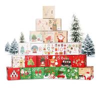 Bighan 24Pcs Calendrier de l'Avent a Remplir Soit Meme, Noël Calendrier de l'avent a Faire Soi Même DIY 7x7x7cm, DIY Boites Cadeau Noël, Coffret de Noël de l'Avent pour Enfant