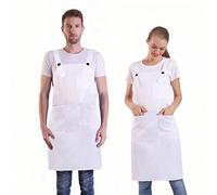 BIGHAS Tablier de style H Back avec poche pour femmes, hommes, grande taille réglable, confortable, cuisine, cuisine, maison, 14 couleurs (Blanc)