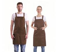 BIGHAS Tablier de style H Back avec poche pour femmes, hommes, grande taille réglable, confortable, cuisine, cuisine, maison, 14 couleurs (Marron)