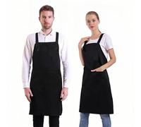 BIGHAS Tablier de style H Back avec poche pour femmes, hommes, grande taille réglable, confortable, cuisine, cuisine, maison, 14 couleurs (Noir)