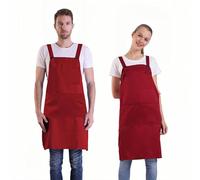 BIGHAS Tablier de style H Back avec poche pour femmes, hommes, grande taille réglable, confortable, cuisine, cuisine, maison, 14 couleurs (rouge vin)