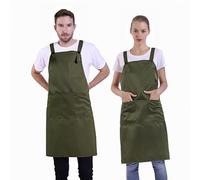 BIGHAS Tablier de style H Back avec poche pour femmes, hommes, grande taille réglable, confortable, cuisine, cuisine, maison, 14 couleurs (Vert bronze)