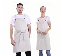 BIGHAS Tablier de style H Back avec poche pour femmes, hommes, grande taille réglable, confortable, cuisine, cuisine, maison, 14 couleurs (beige)