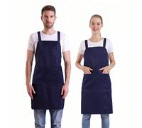 BIGHAS Tablier de style H Back avec poche pour femmes, hommes, grande taille réglable, confortable, cuisine, cuisine, maison, 14 couleurs (Bleu Marine)