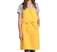 BIGHAS Tablier réglable avec poche, bandes extra longues pour homme et femme, 18 couleurs, pour cuisine, maison, restaurant, café, cuisine, pâtisserie, jardinage (Jaune)