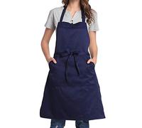 BIGHAS Tablier réglable avec poche, bandes extra longues pour homme et femme, 18 couleurs, pour cuisine, maison, restaurant, café, cuisine, pâtisserie, jardinage (Bleu marine)