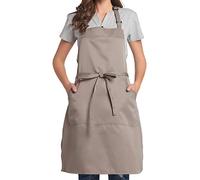 BIGHAS Tablier réglable avec poche, bandes extra longues pour homme et femme, 18 couleurs, pour cuisine, maison, restaurant, café, cuisine, pâtisserie, jardinage (Peau)