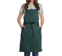 BIGHAS Tablier réglable avec poche, bandes extra longues pour homme et femme, 18 couleurs, pour cuisine, maison, restaurant, café, cuisine, pâtisserie, jardinage (Vert)