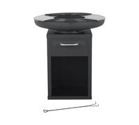 Bighorn Grand Brasero Plancha Ø80 x 92 cm en Fer, Ensemble de Cuisson Extérieur avec Plaques et Grilles Amovibles, Foyer Chauffant de Jardin et Terrasse