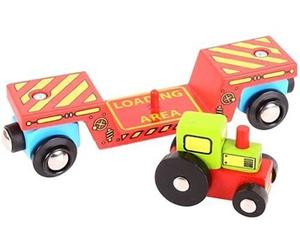 Bigjigs Houten Dieplader Wagon met Tractor