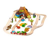 BigJigs Jouets - Modèles - Circuit ferroviaire Thème Dinosaur - Garage - Gare - Aéroport - Port - Maison - Bâtiment