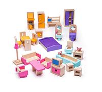 Bigjigs Toys Boîte de Jeu Patrimoine Lot de Meubles pour Maison de Poupée | Jouet Traditionnel | Jeu Éducatif | Cadeau Enfant | Jouet Bébé | Jouet Enfant