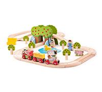 Bigjigs Toys – Circuit de train en bois Ferme – 44 pièces – Compatible avec autres marques